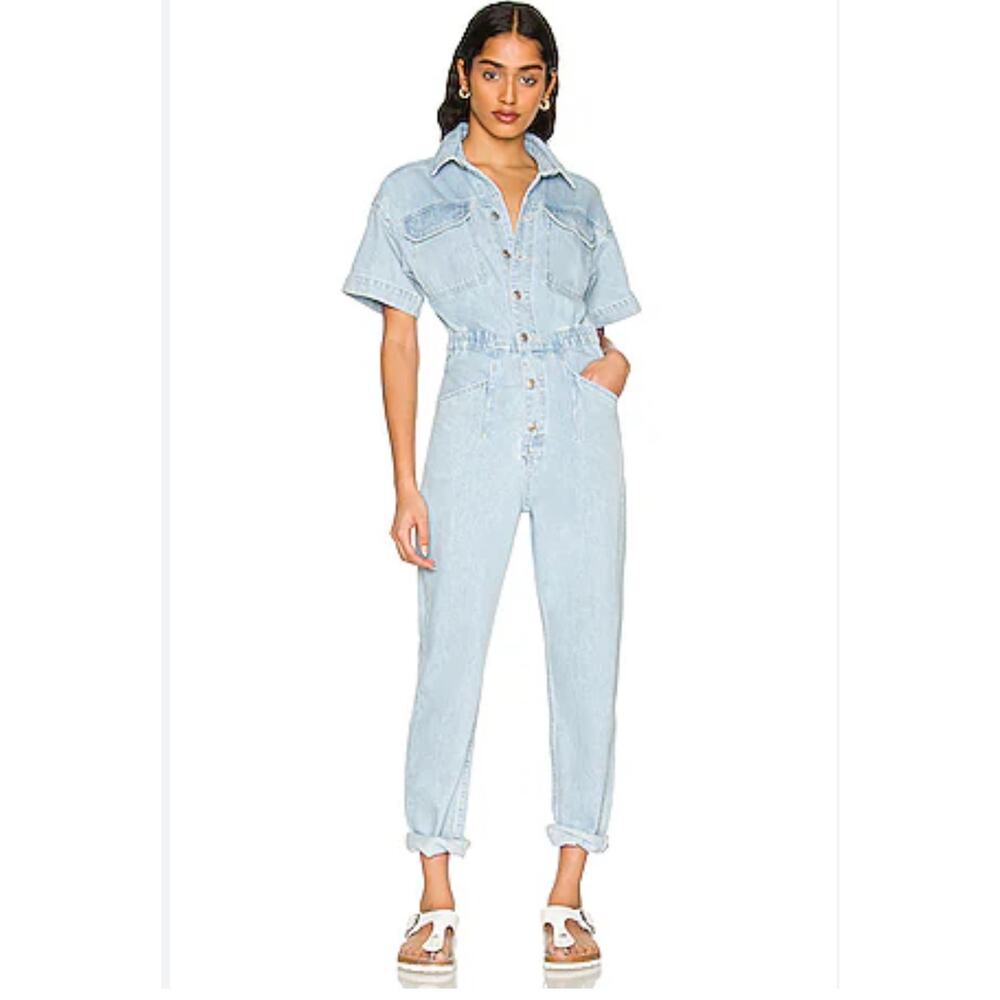 We The Free Light Blue Denim Jumpsuit